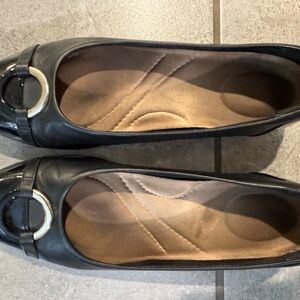 Clarks Black Flats with Silver Detail